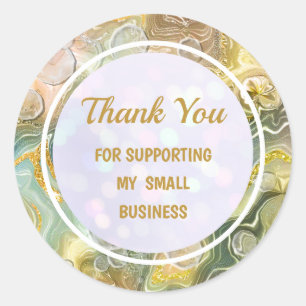 Elegant Modern Shiny Colourful Liquid Thank You Classic Round Sticker