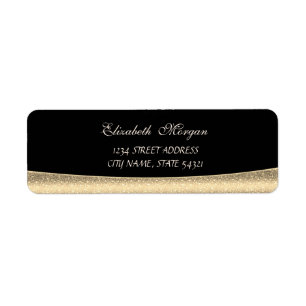 Elegant,Modern ,Shiny,Gold,Black Address Label