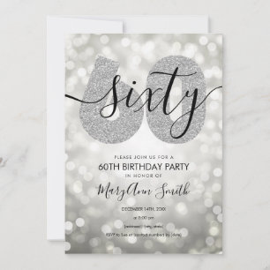 Elegant Modern Silver 60th Birthday Party Invitation
