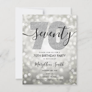 Elegant Modern Silver 70th Birthday Party Invitation