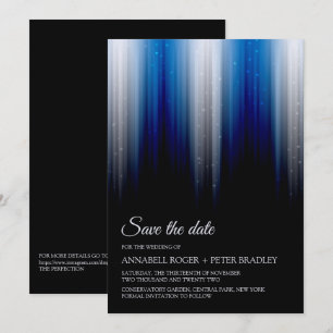 Elegant Modern Silver-Blue Wedding Save The Date Invitation