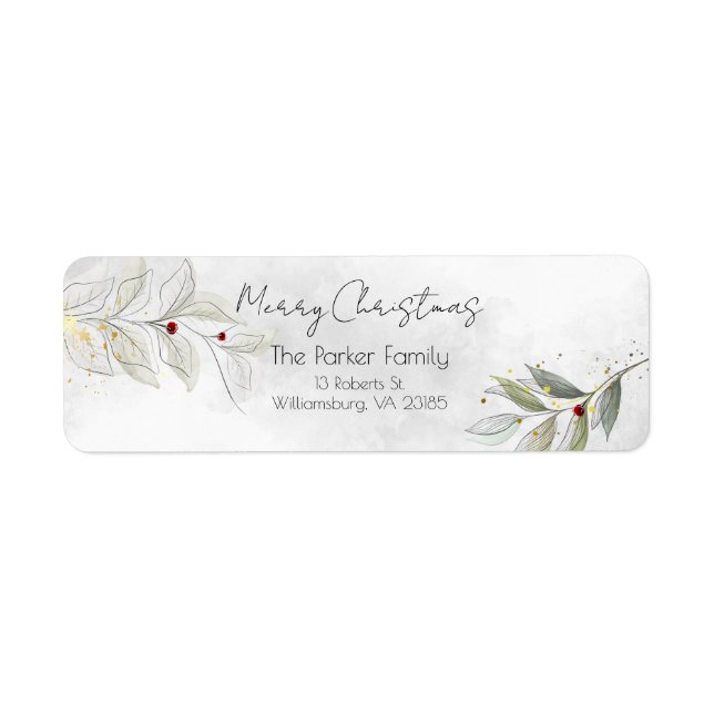 Elegant Modern Silver Christmas Floral  (Front)