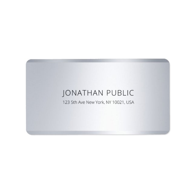 Elegant Modern Silver Custom Simple Chic Address Label (Front)