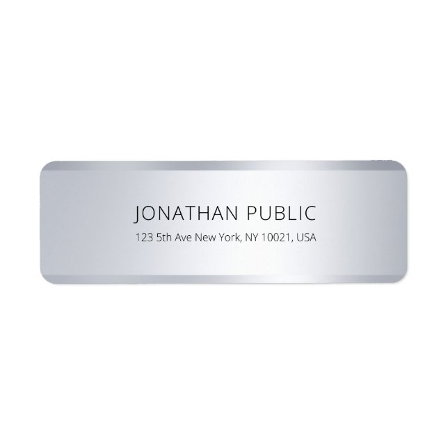 Elegant Modern Silver Custom Simple Return Address (Front)