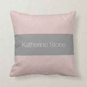 Elegant modern silver geometric triangles pink cushion