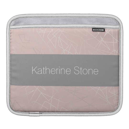 Elegant modern silver geometric triangles pink iPad sleeve