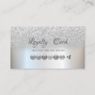 Elegant Modern Silver  Glitter Bokeh Loyalty Card