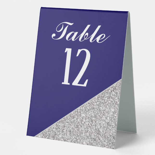 Elegant modern silver glitter on Navy Blue (Front)