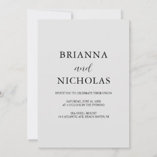 Elegant Modern Silver Grey Wedding All-in-one Invitation