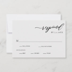 Elegant Modern Silver Grey Wedding RSVP Card