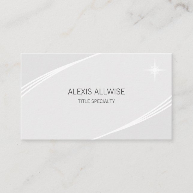 Elegant Modern Silver Grey & White Business Card (Front)