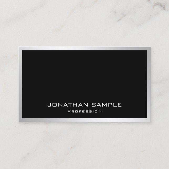 Elegant Modern Silver Professional Simple Template Business Card (Front)