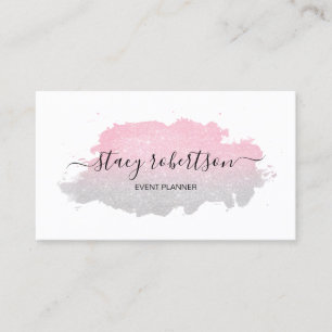 Elegant modern silver & rose gold glitter planner business card