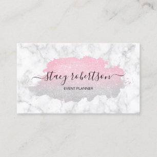 Elegant modern silver & rose gold glitter planner business card