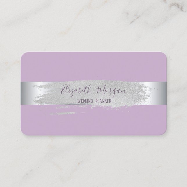 Elegant Modern ,Silver  Stripe,Brush Stroke Business Card (Front)