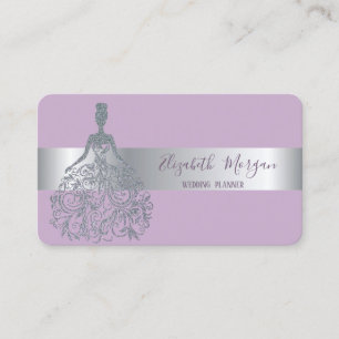 Elegant Modern Silver Stripe Glitter Dress Business Card