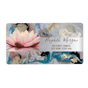 Elegant Modern Silver Stripe Lotus Marble
