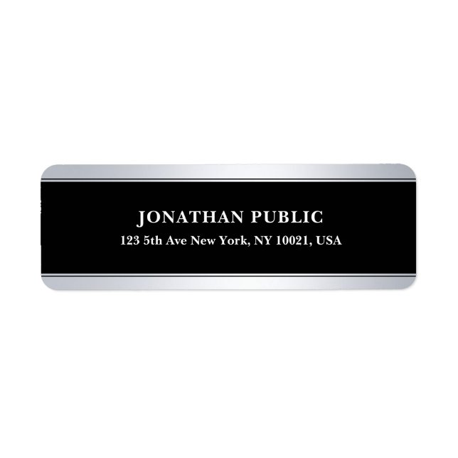 Elegant Modern Silver Template Return Address (Front)