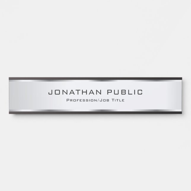 Elegant Modern Silver Template Trendy Custom Door Sign (Front)