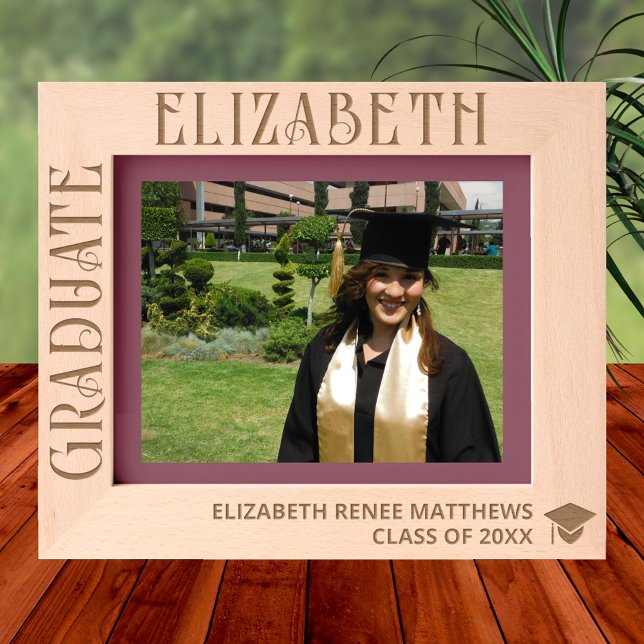 Elegant Modern Simple 10x8L Graduation Picture Etched Frames (This personalized etched graduation picture frame makes great gifts for the graduate and parents)