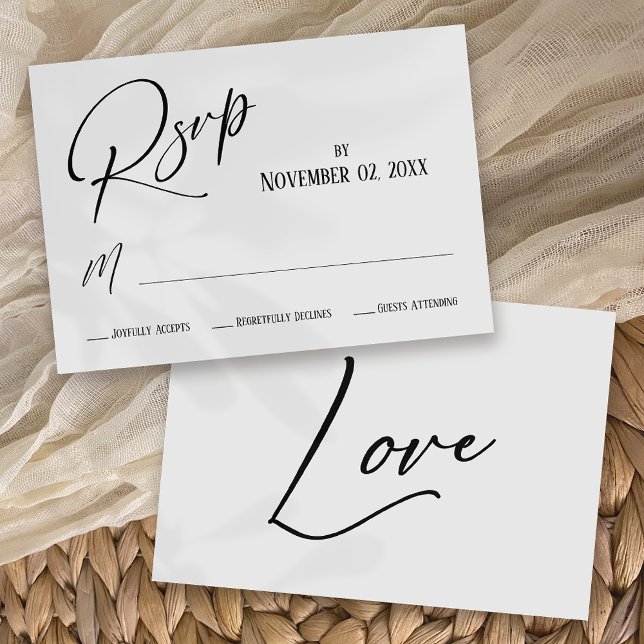 Elegant, Modern, Simple Black and White RSVP Card (Creator Uploaded)