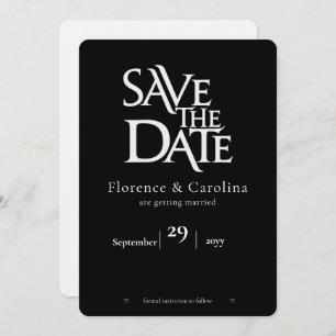 Elegant Modern Simple Black & White  Save The Date