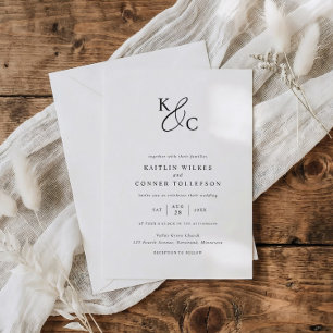 Elegant Modern Simple Black & White Wedding Invitation