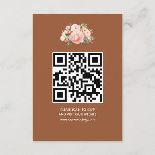 Elegant Modern Simple Boho Wedding QR Code RSVP  Enclosure Card
