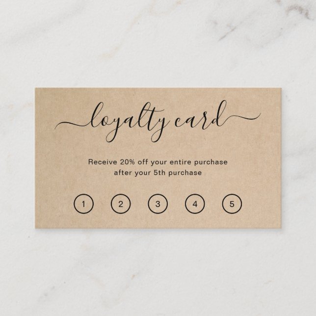 Elegant Modern Simple Brown Rustic Loyalty Card (Front)