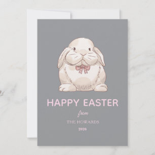 Elegant Modern Simple Bunny Happy Easter Photo Holiday Card