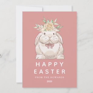 Elegant Modern Simple Bunny Happy Easter Photo Holiday Card