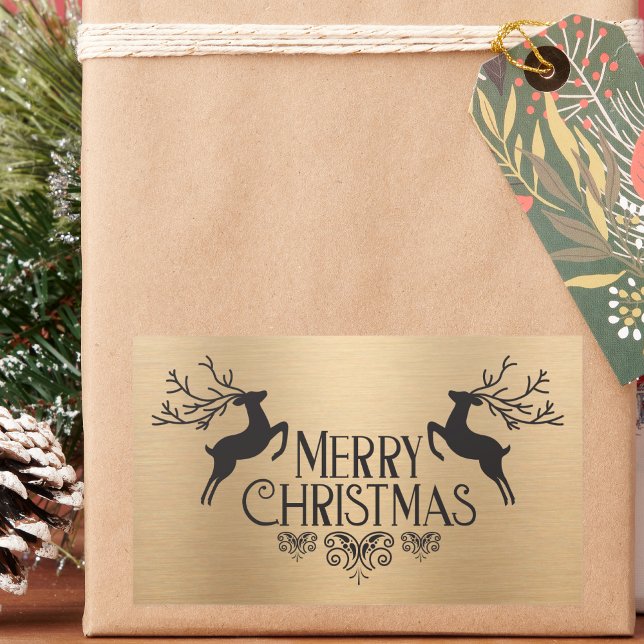 Elegant Modern Simple Christmas Reindeer Rectangular Sticker (Creator Uploaded)
