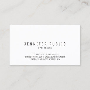 Elegant Modern Simple Design Plain Trendy White Business Card