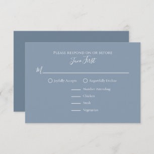 Elegant Modern Simple Dusty Blue Filigree RSVP Card