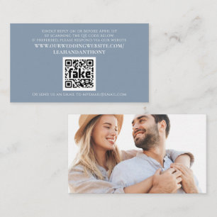 Elegant Modern Simple Dusty Blue QR Code Enclosure Card
