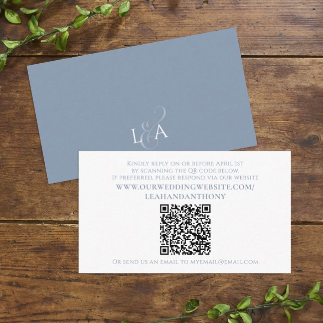 Elegant Modern Simple Dusty Blue QR Code Minimal Enclosure Card (Creator Uploaded)