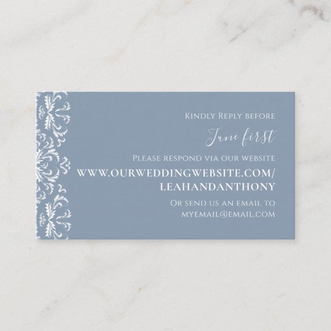 Elegant Modern Simple Dusty Blue Via Website Enclosure Card (Front)