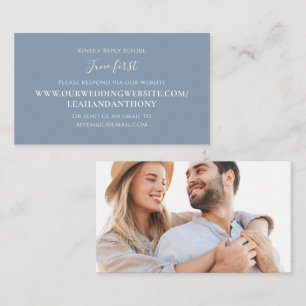 Elegant Modern Simple Dusty Blue Via Website RSVP Enclosure Card