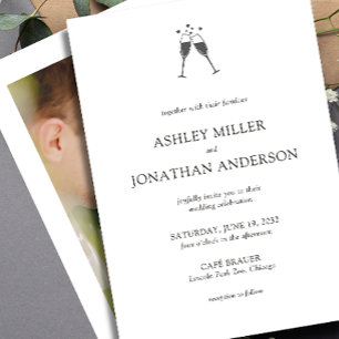 Elegant Modern Simple Elements Wedding Photo Invitation