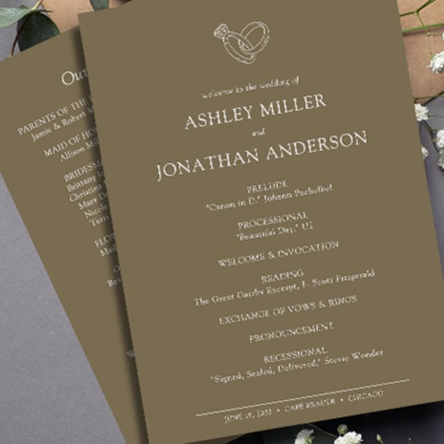 Elegant Modern Simple Elements Wedding Programme (Creator Uploaded)
