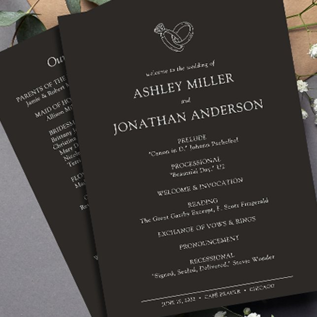 Elegant Modern Simple Elements Wedding Programme (Creator Uploaded)