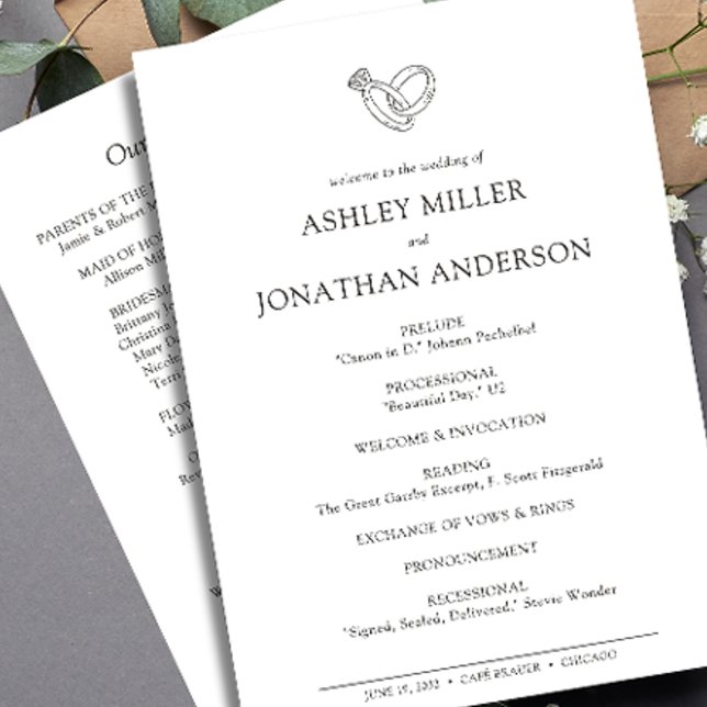 Elegant Modern Simple Elements Wedding Programme (Creator Uploaded)