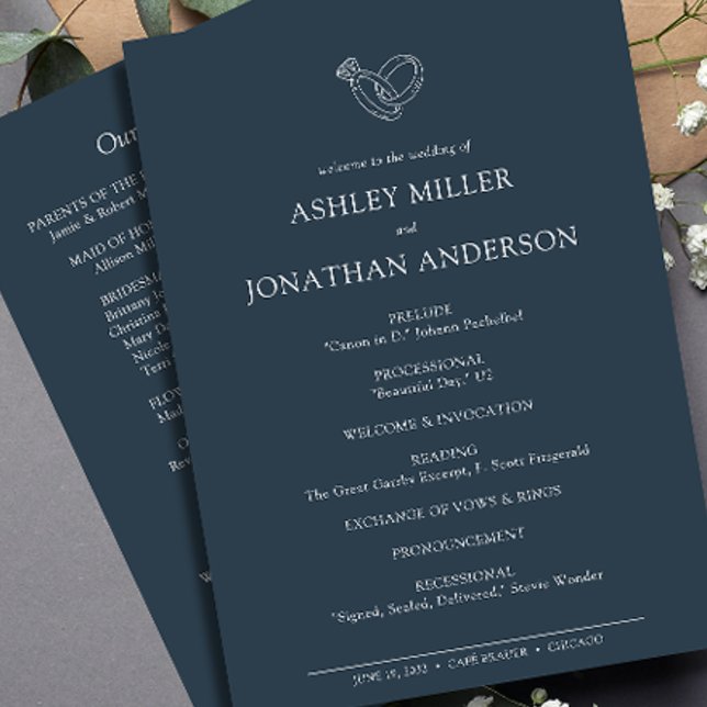 Elegant Modern Simple Elements Wedding Programme (Creator Uploaded)