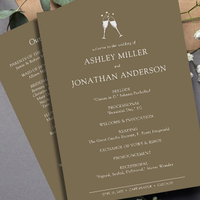 Elegant Modern Simple Elements Wedding Programme (Creator Uploaded)