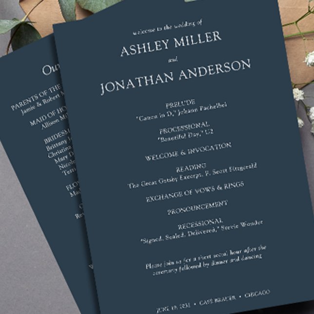 Elegant Modern Simple Elements Wedding Programme (Creator Uploaded)