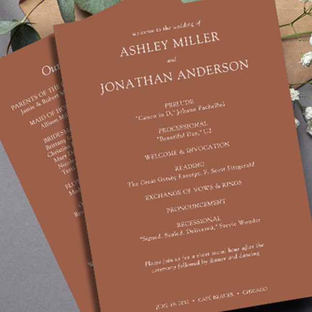 Elegant Modern Simple Elements Wedding Programme (Creator Uploaded)