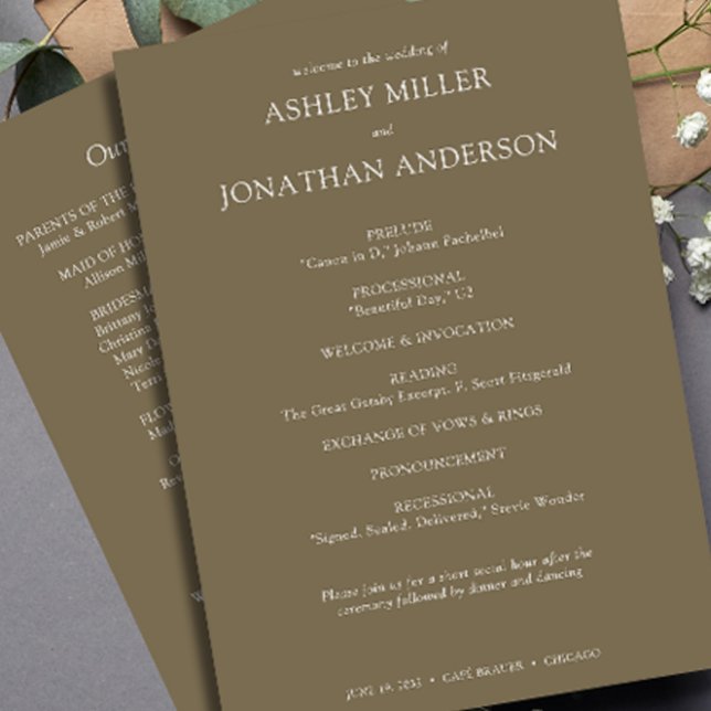 Elegant Modern Simple Elements Wedding Programme (Creator Uploaded)