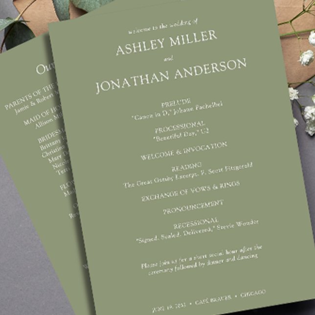 Elegant Modern Simple Elements Wedding Programme (Creator Uploaded)