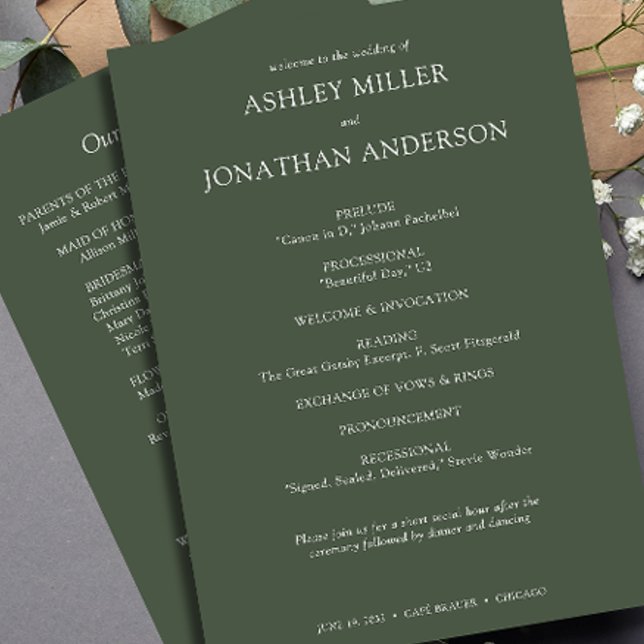 Elegant Modern Simple Elements Wedding Programme (Creator Uploaded)
