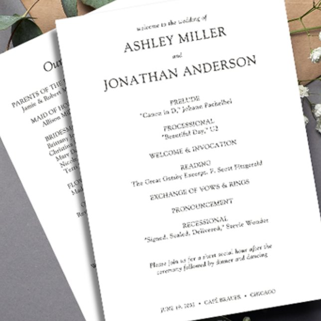 Elegant Modern Simple Elements Wedding Programme (Creator Uploaded)